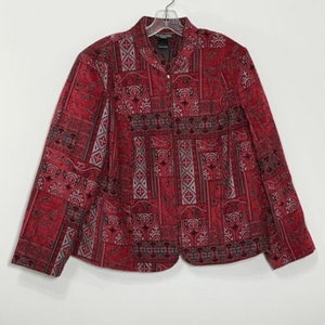 Molly & Maxx Women Red‎ Rayon Long Sleeve Full Zip Front Casual Jacket Size 1X